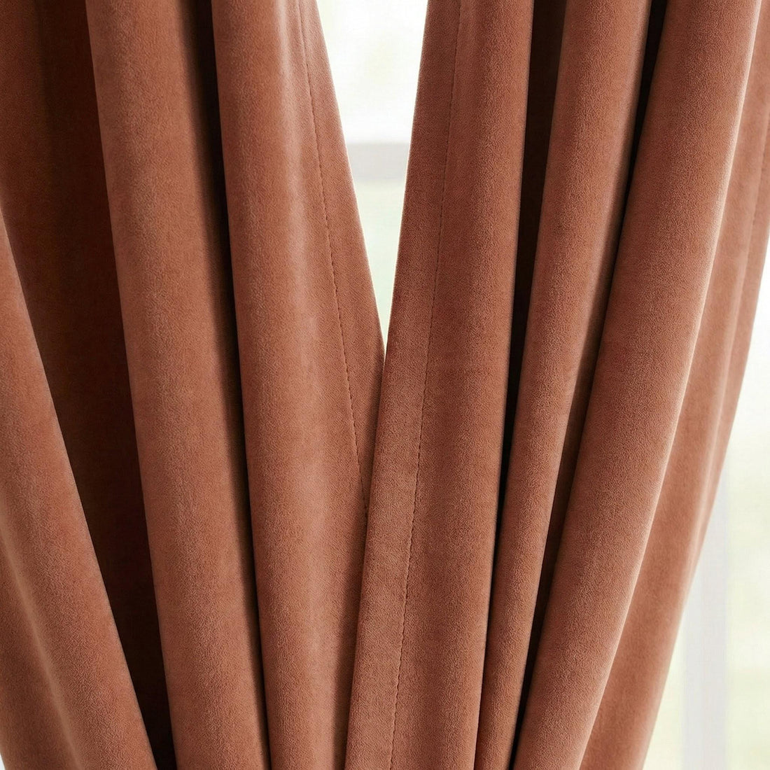 Terracotta Velvet Curtains, 100% Blackout Option, Custom Size — image 1