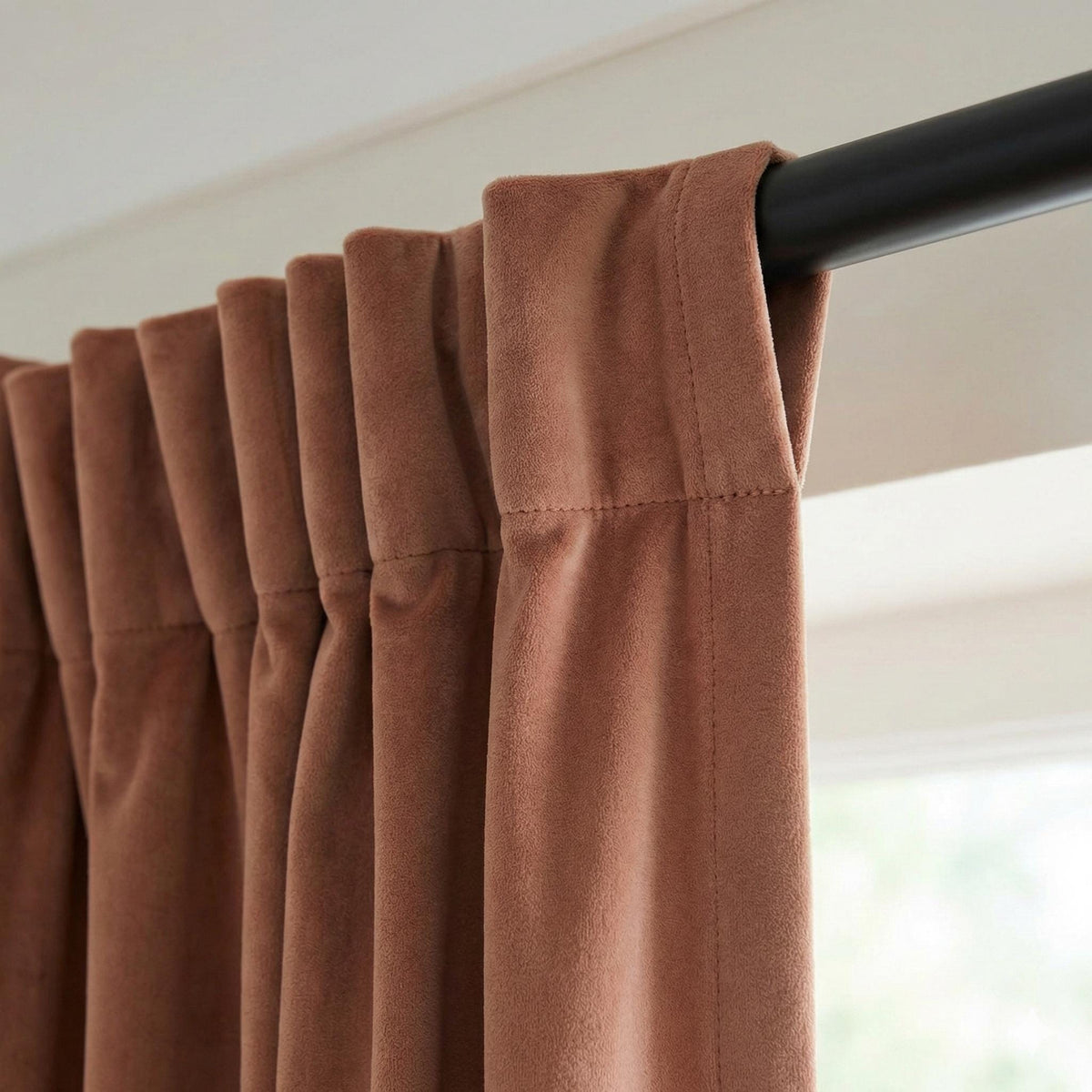 Terracotta Velvet Curtains, 100% Blackout Option, Custom Size — image 3