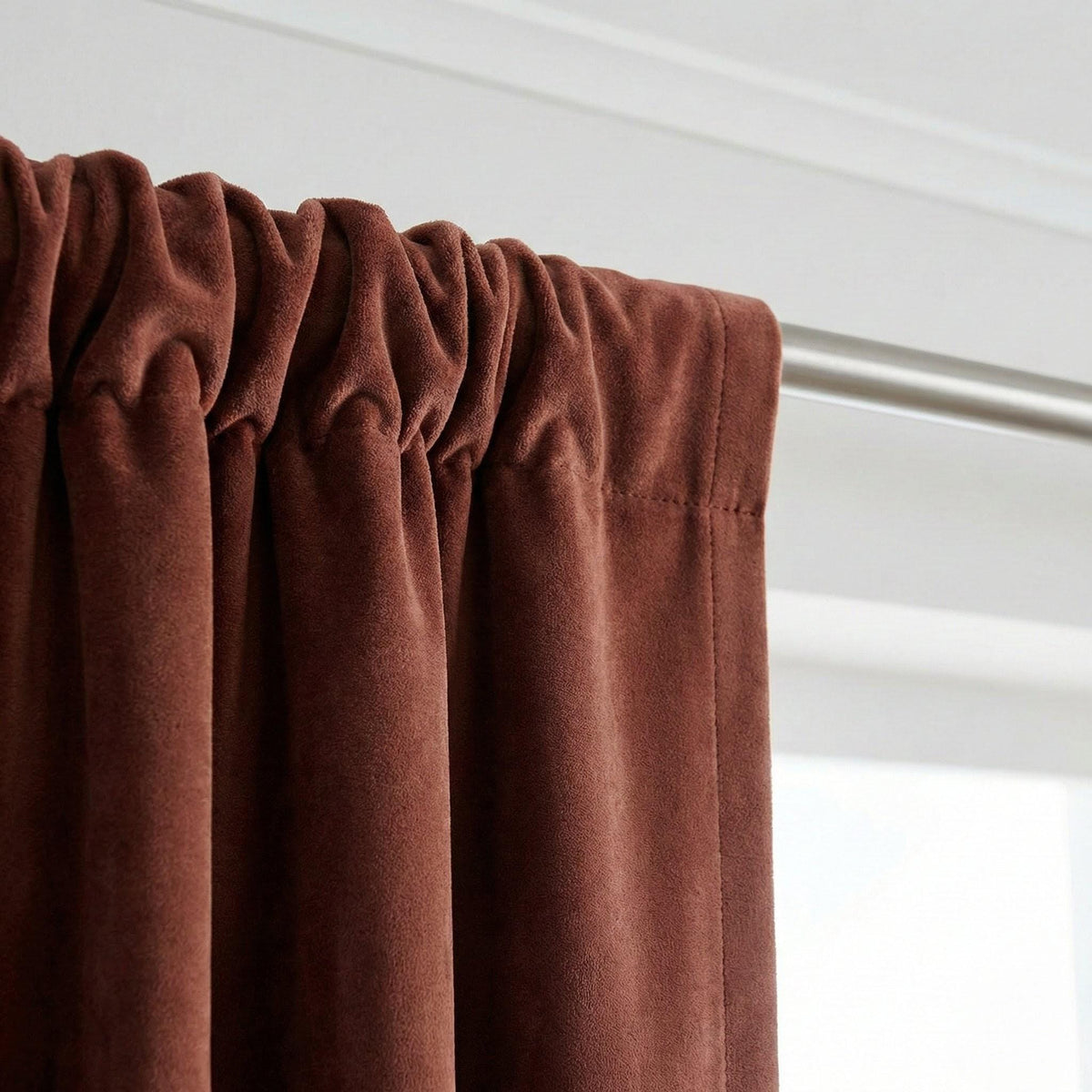 Deep Rust Velvet Curtain, 100% Blackout Lined, Custom Size — image 2
