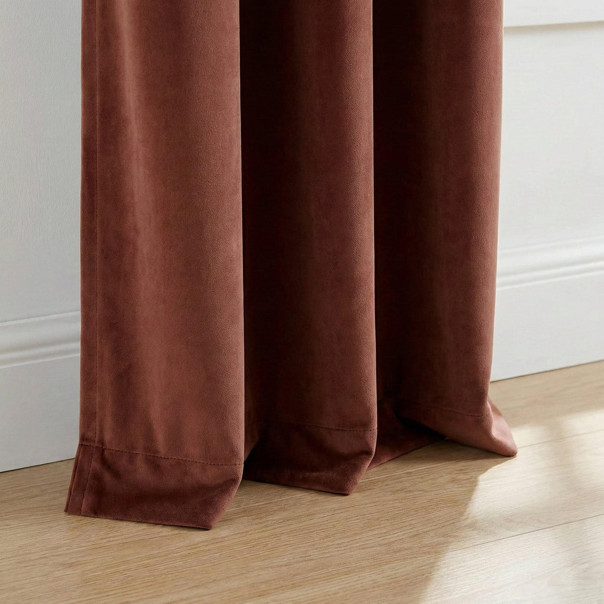 Deep Rust Velvet Curtain, 100% Blackout Lined, Custom Size — image 6