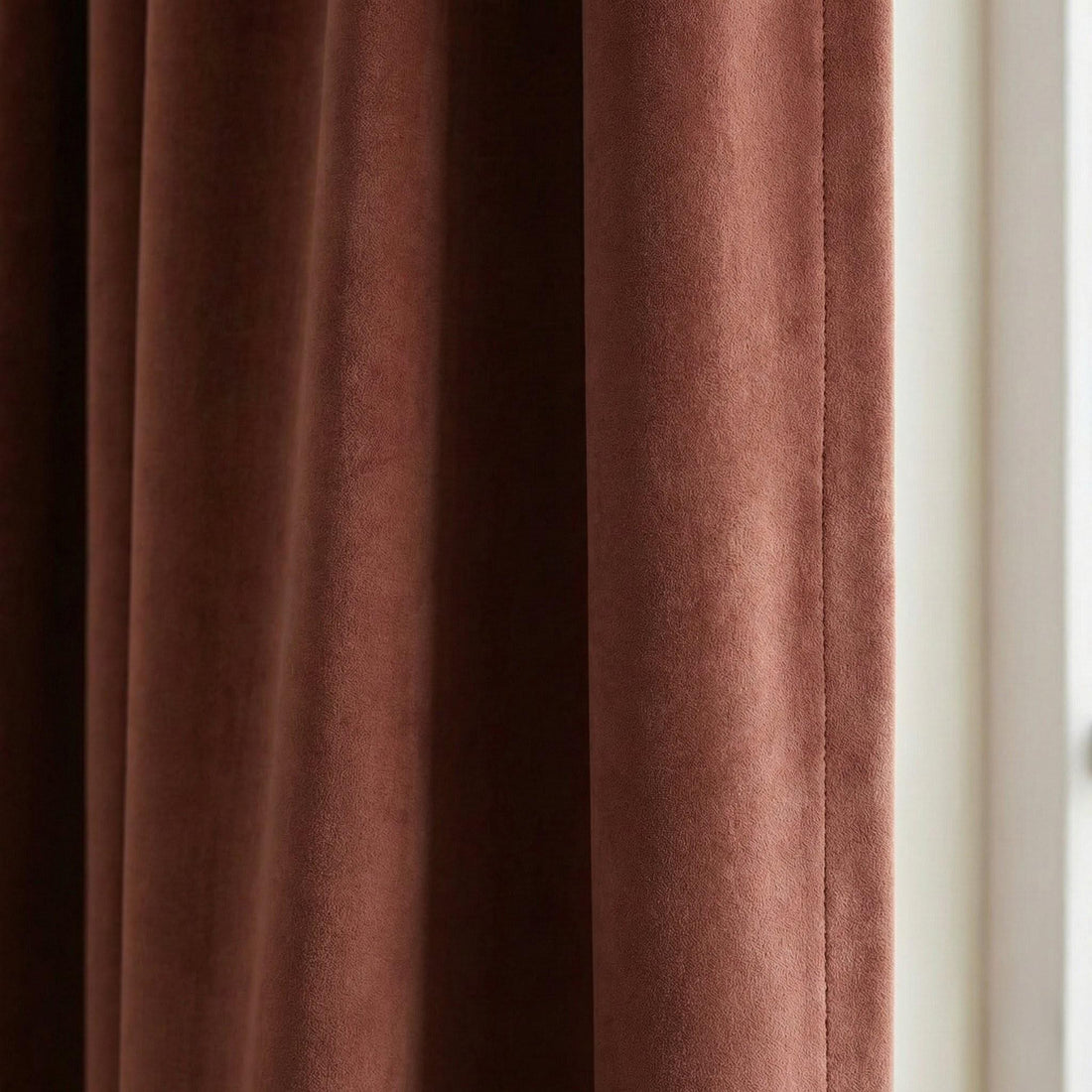 Deep Rust Velvet Curtain, 100% Blackout Lined, Custom Size — image 1