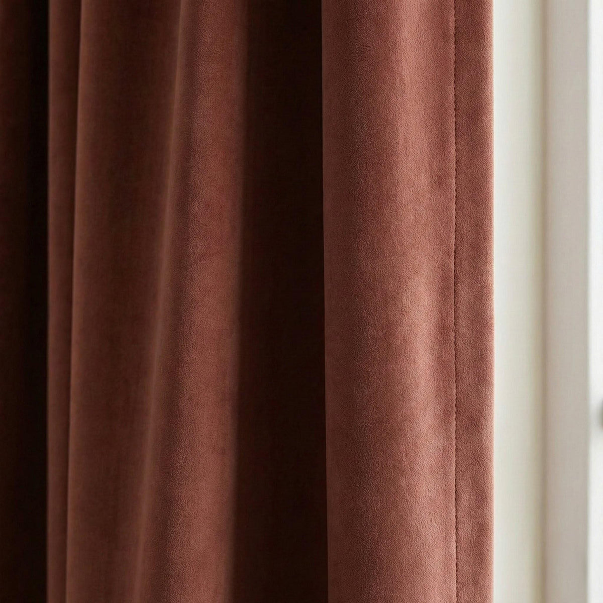 Deep Rust Velvet Curtain, 100% Blackout Lined, Custom Size — image 1