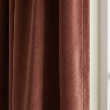 Deep Rust Velvet Curtain, 100% Blackout Lined, Custom Size — image 1