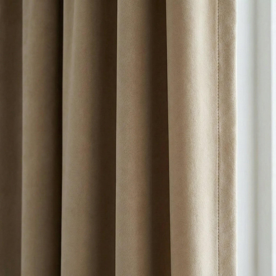 Cream Beige Velvet Curtains, 320 GSM Heavyweight, Custom Size — image 1