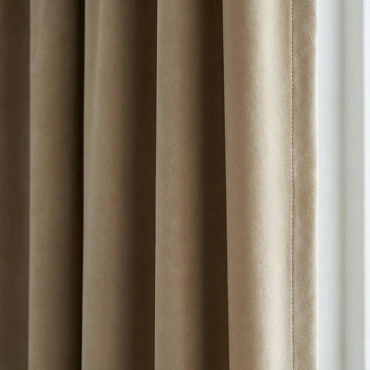 Cream Beige Velvet Curtains, 320 GSM Heavyweight, Custom Size — image 2
