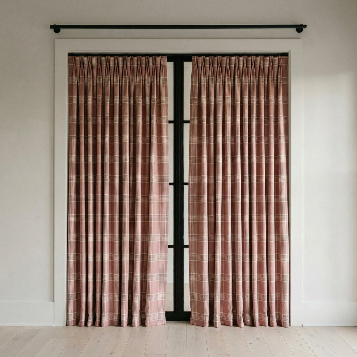 Rust Terracotta Plaid Organic Linen Curtains, Farmhouse Windowpane Check Drapes, Cotton Lined or Blackout, 50/100 Wide Custom — image 4