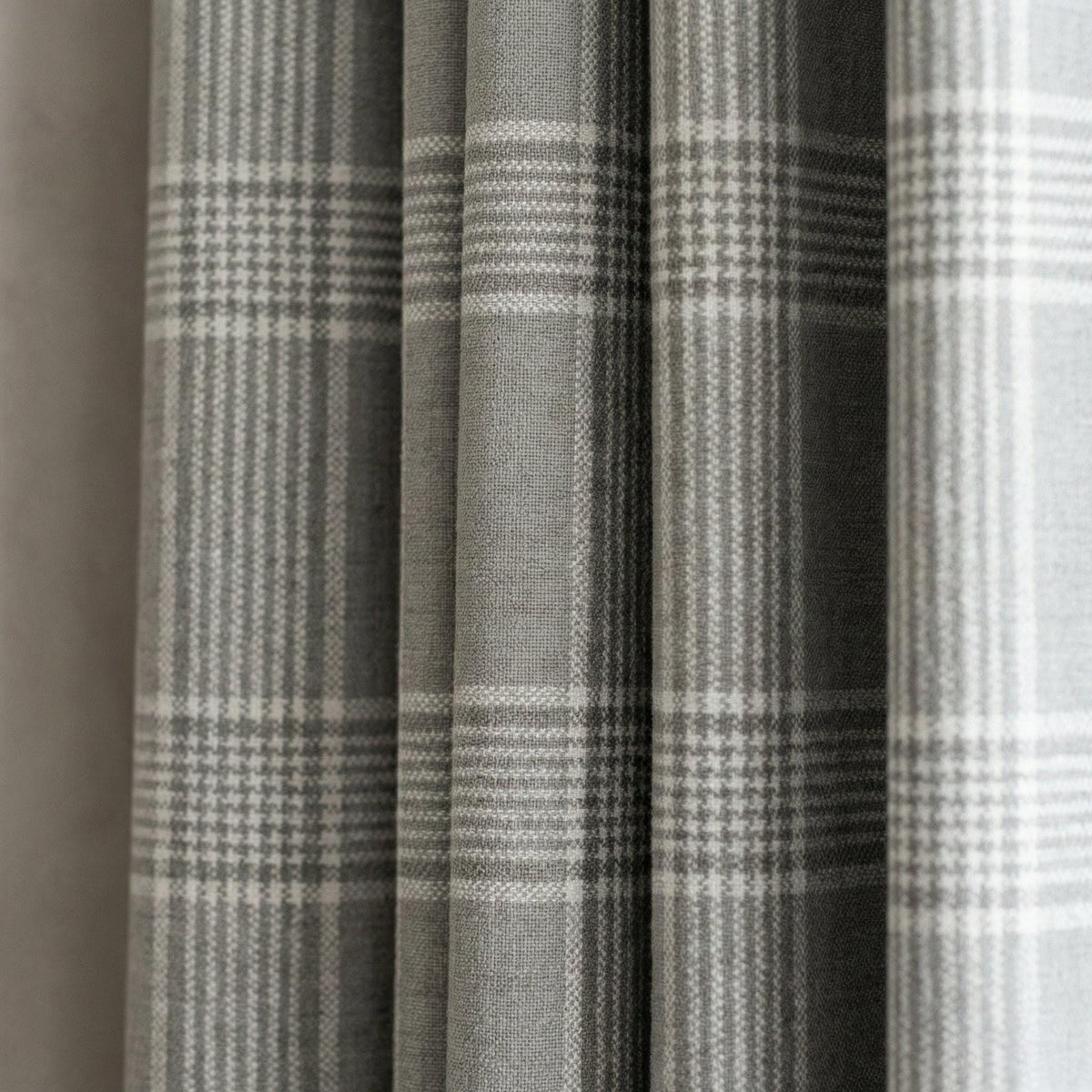 Light Grey Plaid Organic Linen Curtains, Farmhouse Windowpane Check Drapes, Cotton Lined or Blackout, 50/100 Wide Custom — image 8