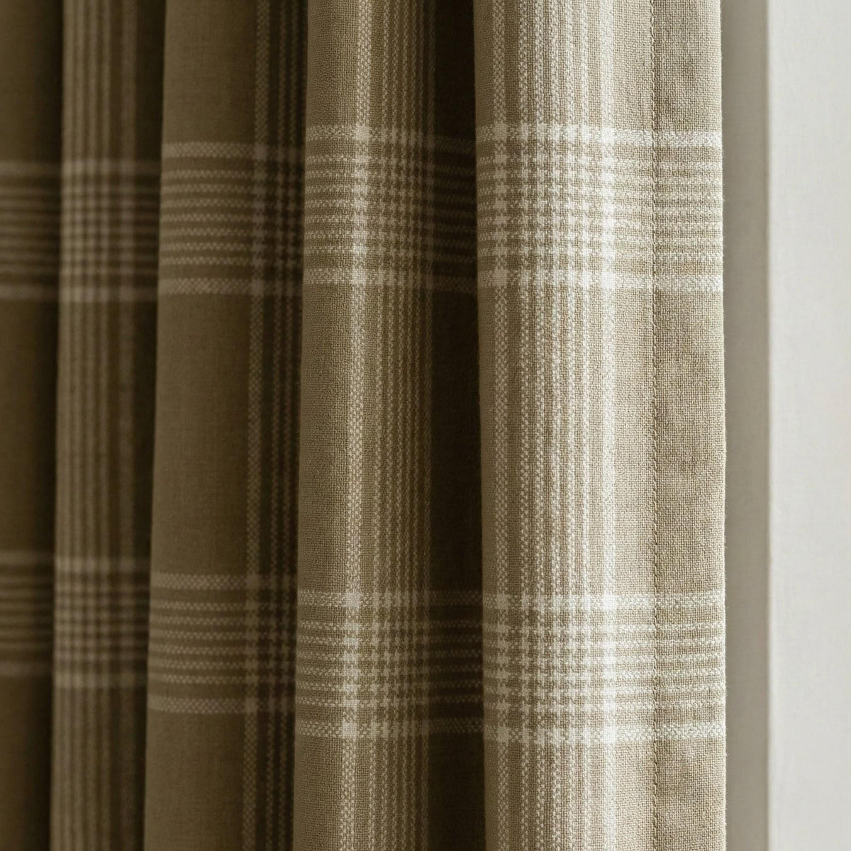 Organic Linen Plaid Curtains, Sand Beige & Cream Check, Custom Size, Cotton Lined or Blackout, 50”/100” Wide — image 5