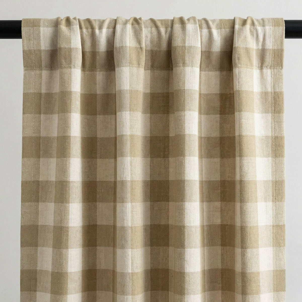 Organic Linen Buffalo Check Curtains, Beige Taupe & Cream Gingham, Custom Size, Cotton Lined or Blackout, 50”/100” Wide — image 10