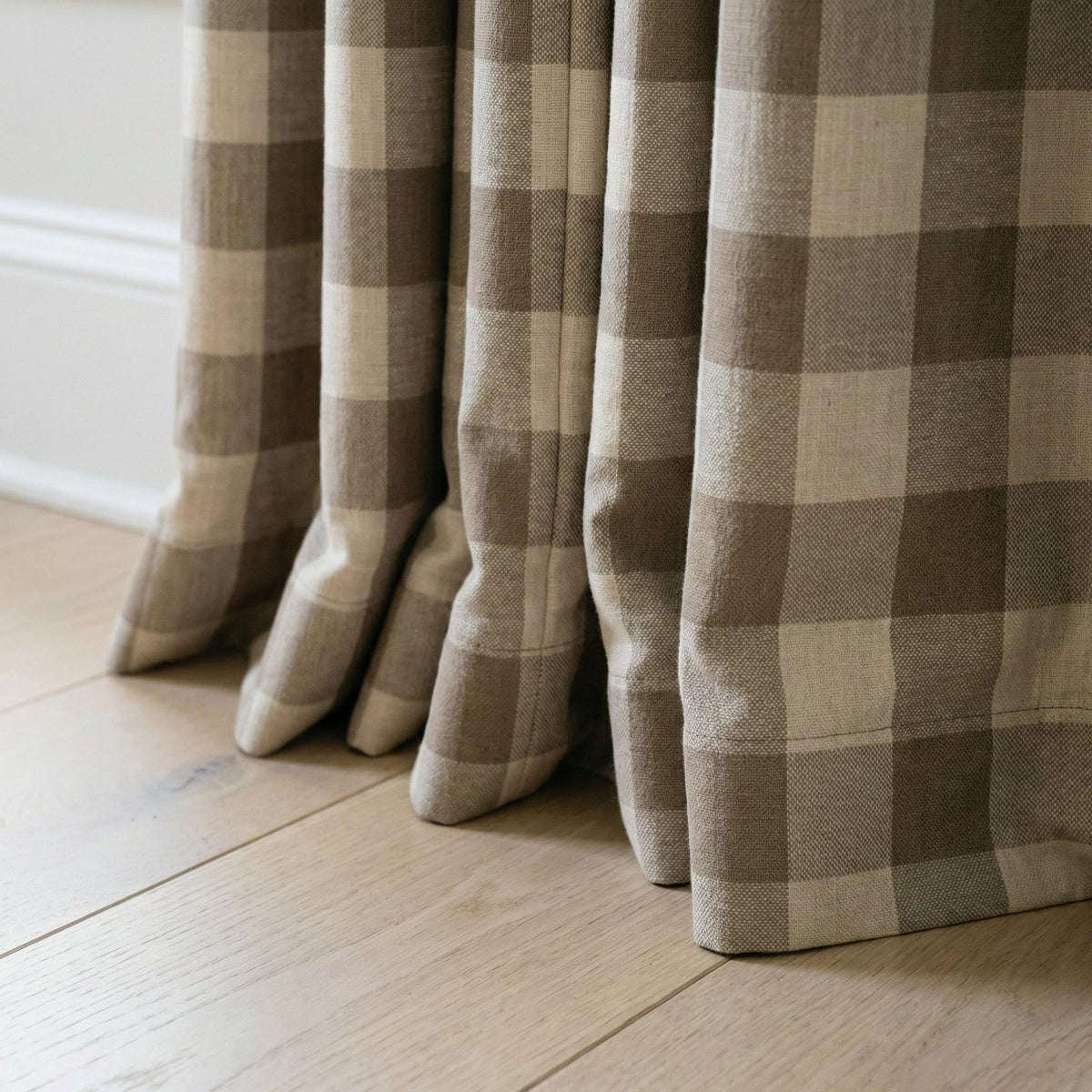 Organic Linen Gingham Curtains, Beige & Ivory Buffalo Check Farmhouse Drapes, Custom Sizes, Cotton Lined or Blackout, Rod Pocket/Grommet — image 7