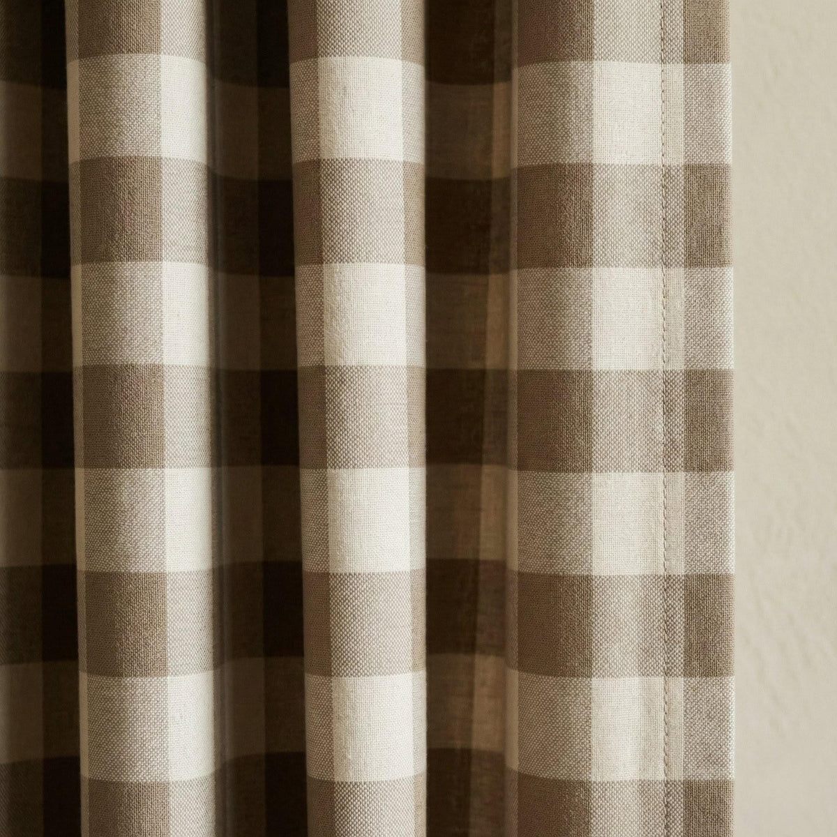 Organic Linen Gingham Curtains, Beige & Ivory Buffalo Check Farmhouse Drapes, Custom Sizes, Cotton Lined or Blackout, Rod Pocket/Grommet — image 6