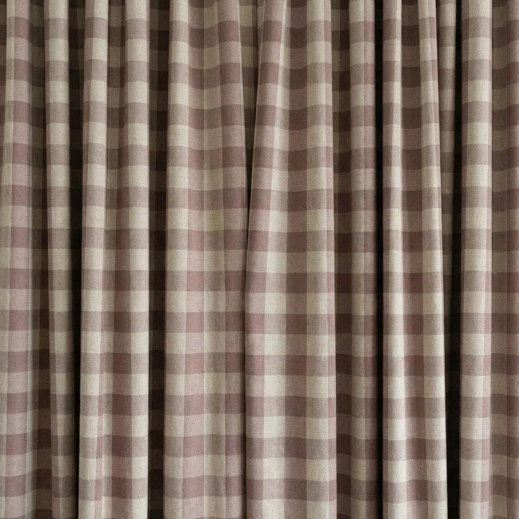 Organic Linen Gingham Curtains, Mauve Taupe & Ivory Buffalo Check Farmhouse Drapes, Custom, Cotton Lined/Blackout, 4 Headers — image 10