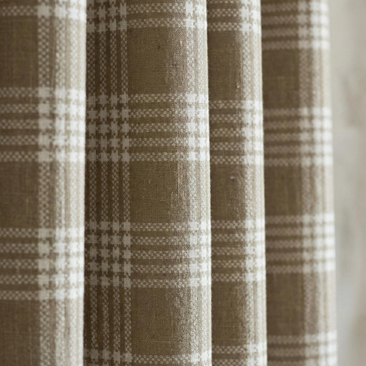 Organic Linen Plaid Curtain, Khaki Ivory Tartan, Farmhouse Style — image 5