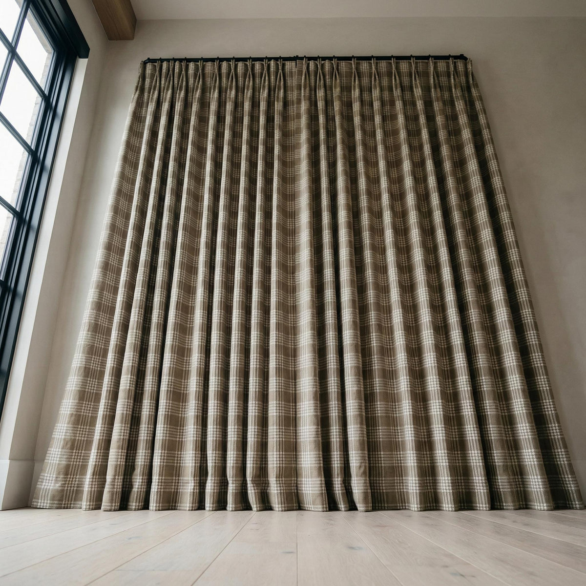 Organic Linen Plaid Curtain, Khaki Ivory Tartan, Farmhouse Style — image 4