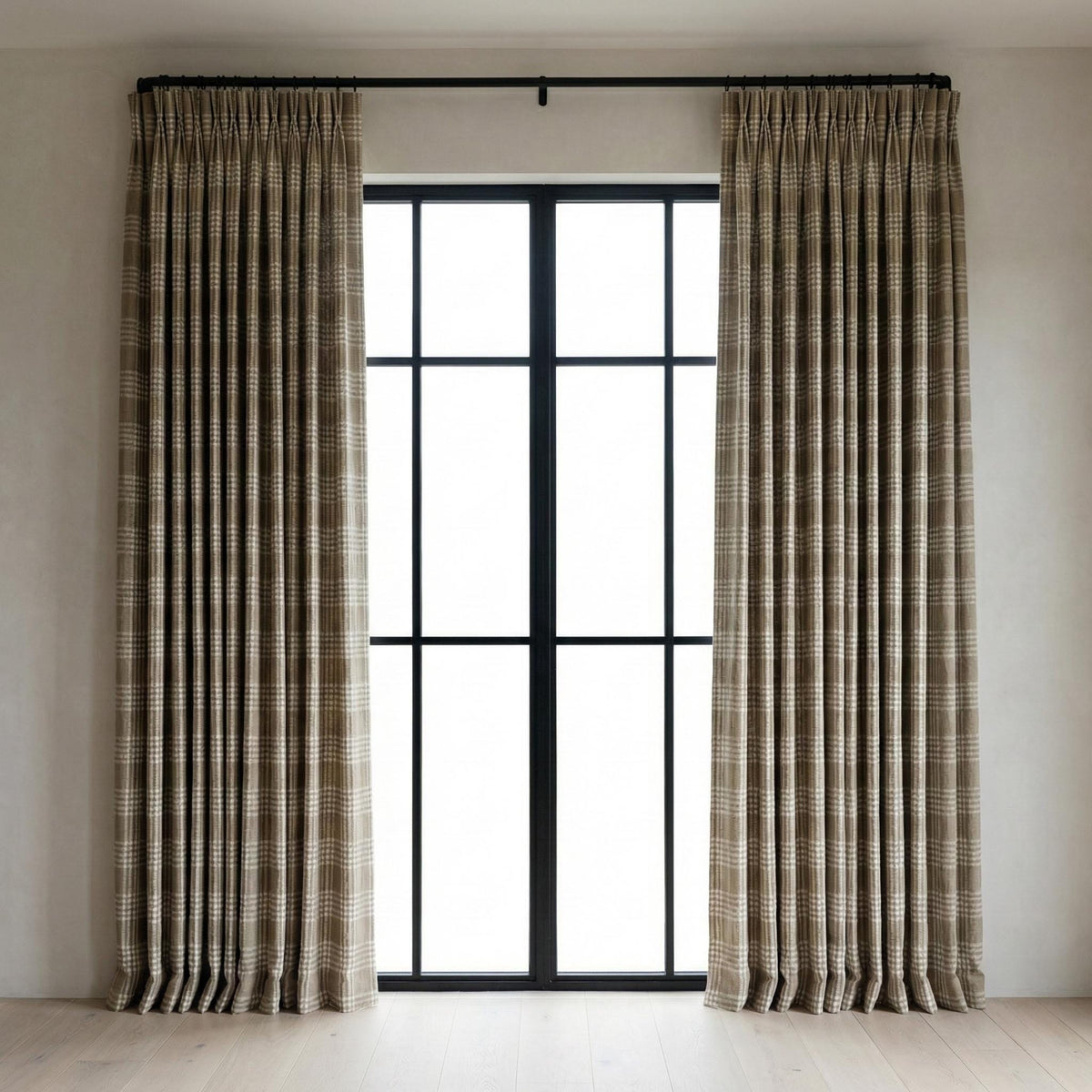 Organic Linen Plaid Curtain, Khaki Ivory Tartan, Farmhouse Style — image 8