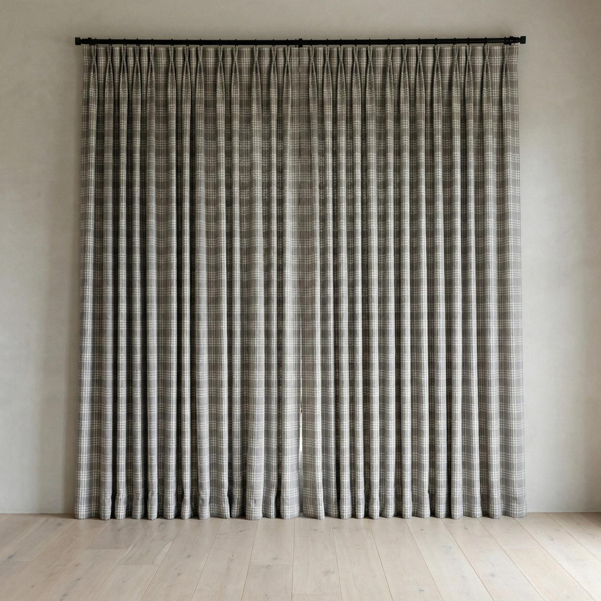 Organic Linen Plaid Curtains, Grey Ivory Check, Farmhouse Style — image 5