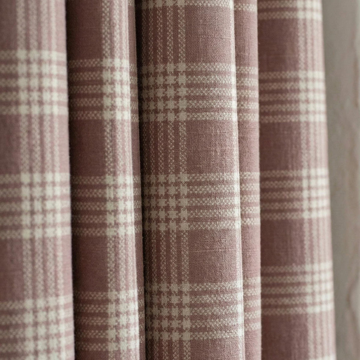 Organic Linen Curtains, Rose Taupe Windowpane Plaid, Farmhouse Style — image 7