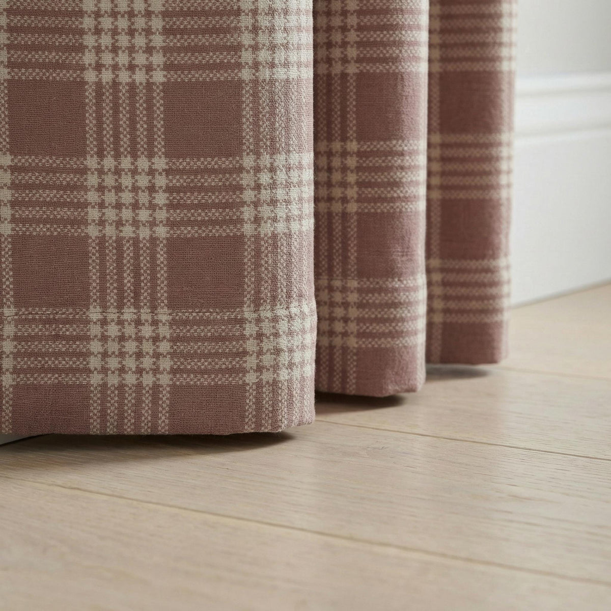 Organic Linen Curtains, Rose Taupe Windowpane Plaid, Farmhouse Style — image 9