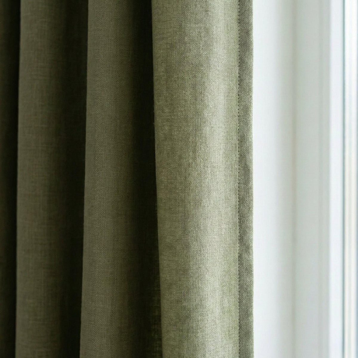 GOTS Hemp Curtains, Sage Olive Green, Semi Sheer or Blackout, Custom Size — image 3