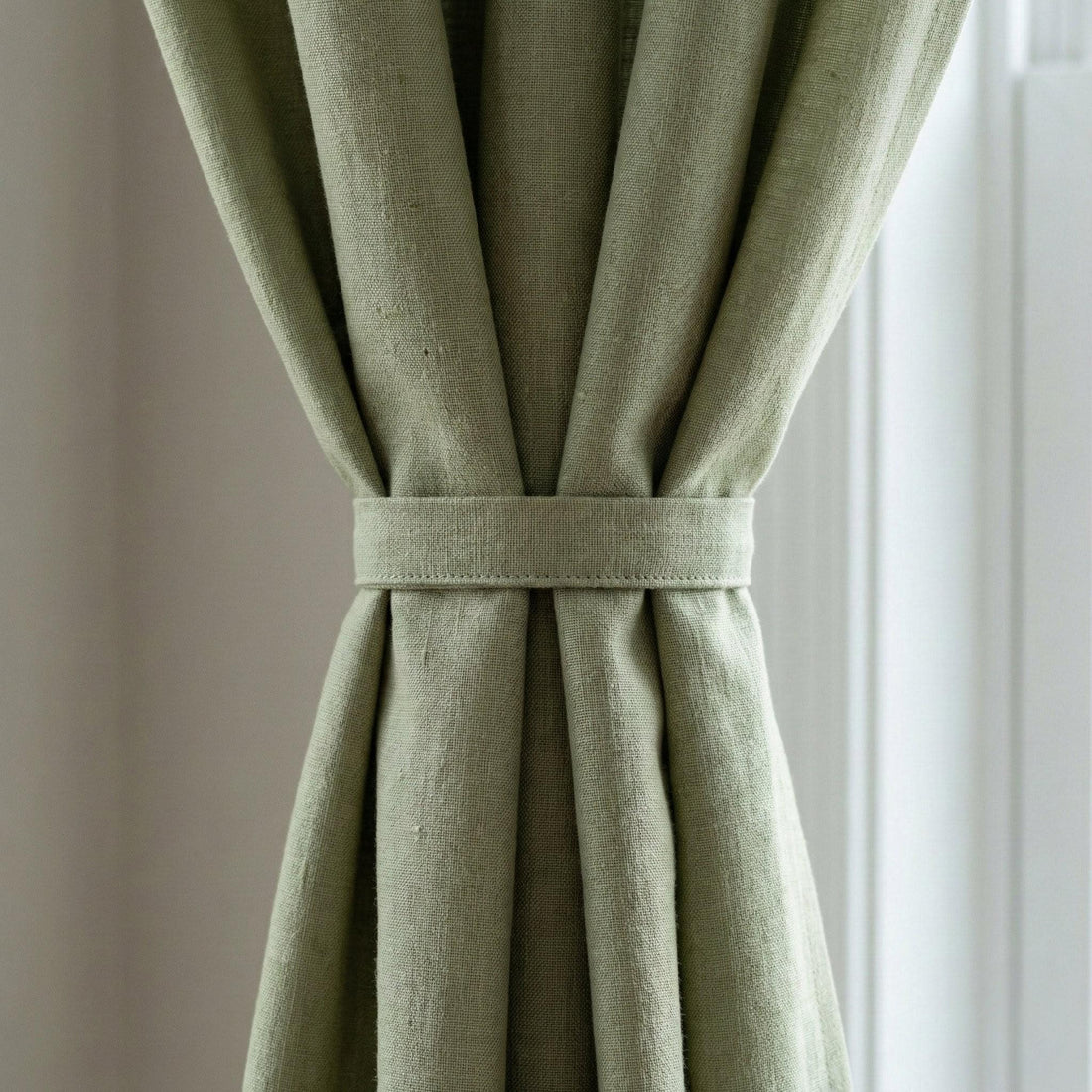 GOTS Hemp Curtains, Sage Olive Green, Semi Sheer or Blackout, Custom Size — image 1