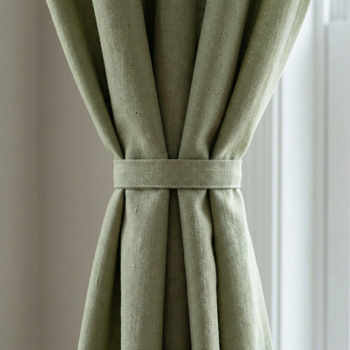 GOTS Hemp Curtains, Sage Olive Green, Semi Sheer or Blackout, Custom Size — image 1