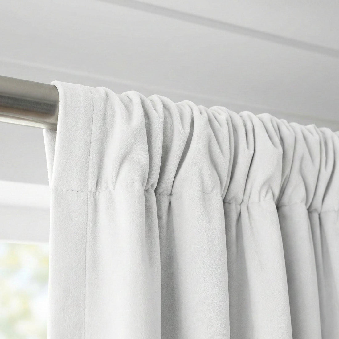 Snow White Velvet Curtains, 320 GSM, Blackout Options, Custom Size — image 1