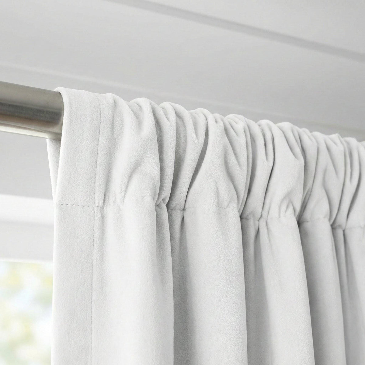 Snow White Velvet Curtains, 320 GSM, Blackout Options, Custom Size — image 2