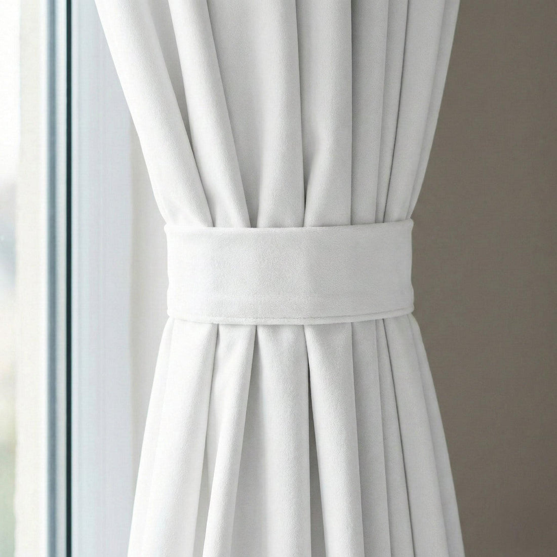 Snow White Velvet Curtains, 320 GSM, Blackout Options, Custom Size — image 1