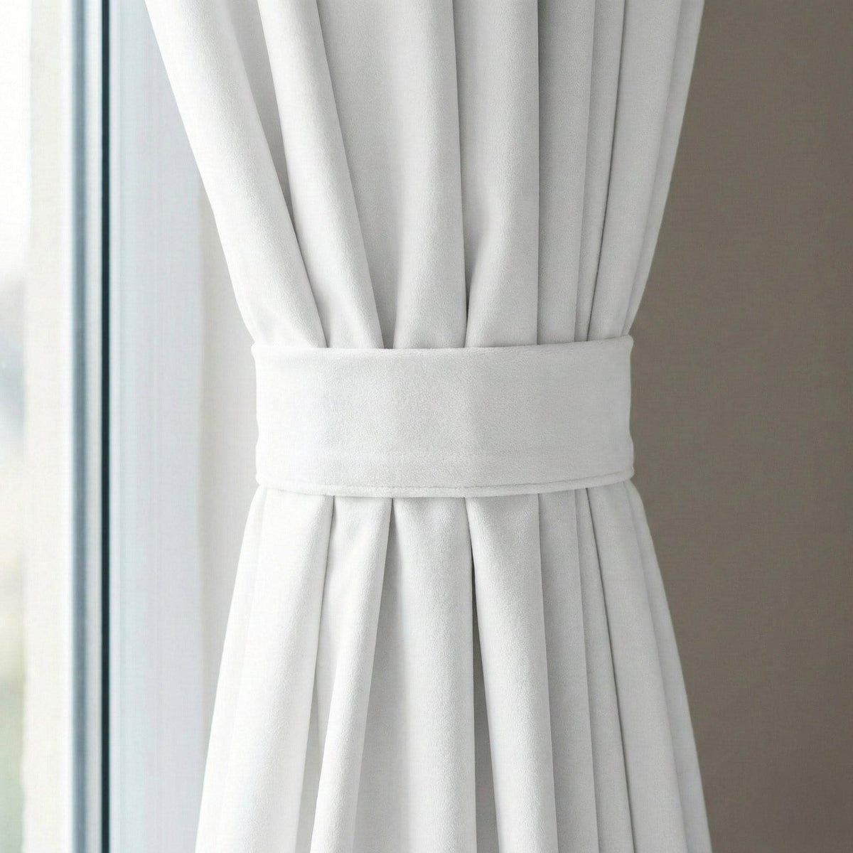 Snow White Velvet Curtains, 320 GSM, Blackout Options, Custom Size — image 1