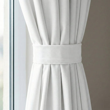 Snow White Velvet Curtains, 320 GSM, Blackout Options, Custom Size — image 1