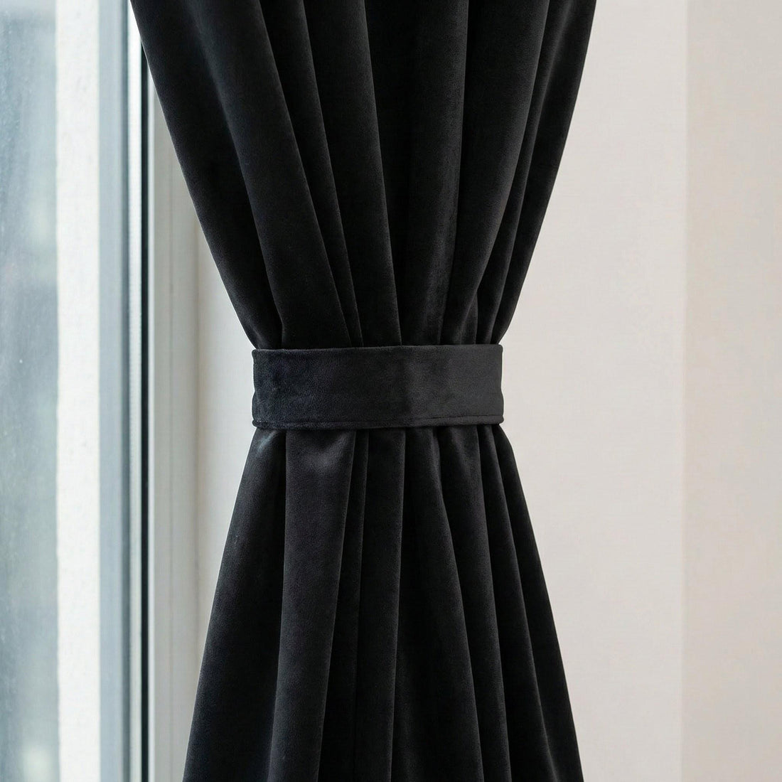 Jet Black Velvet Curtains, 100% Blackout Option, Custom Size — image 1