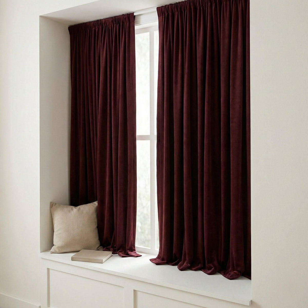 Burgundy Matte Velvet Curtains, 100% Blackout Option, Custom Size — image 5