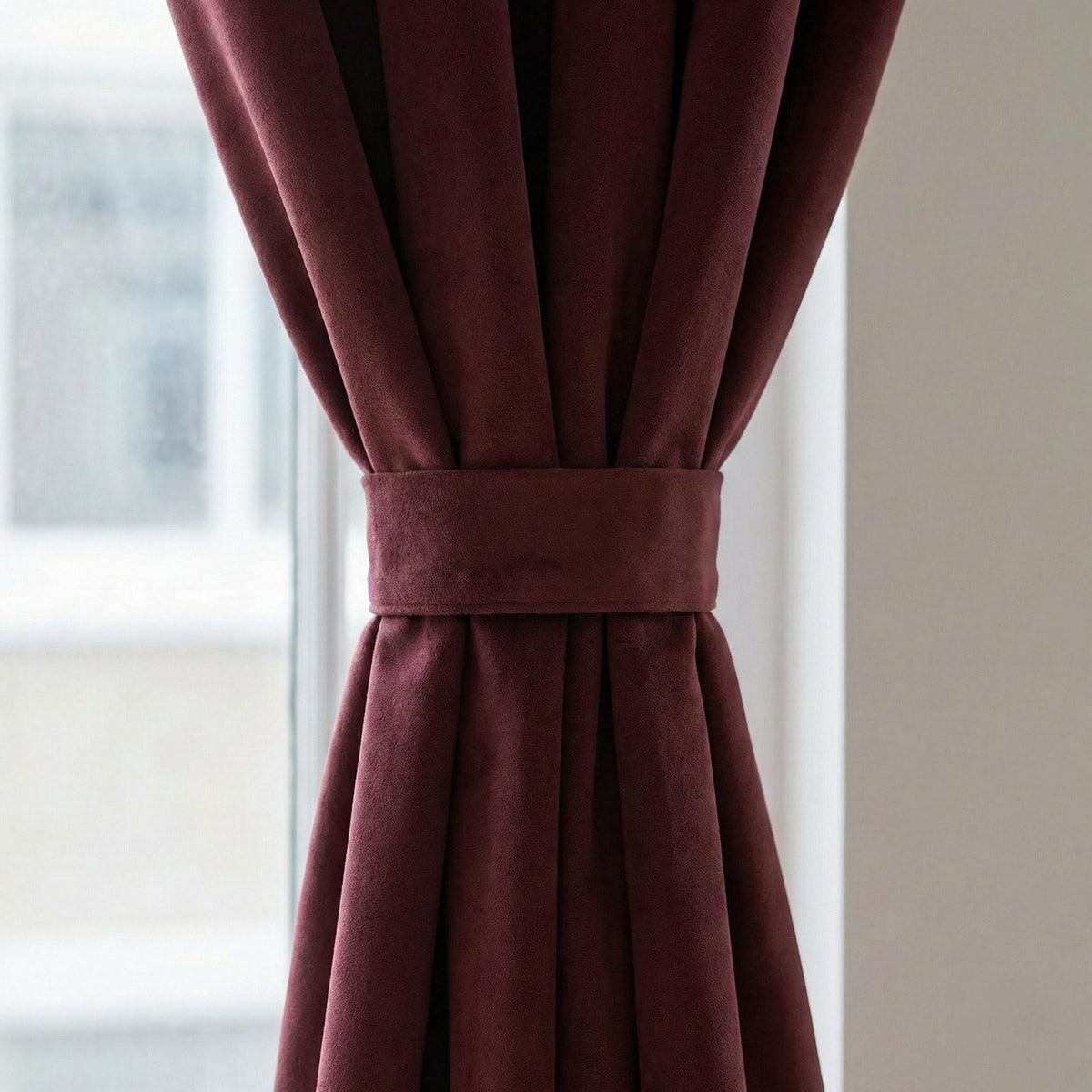Burgundy Matte Velvet Curtains, 100% Blackout Option, Custom Size — image 3