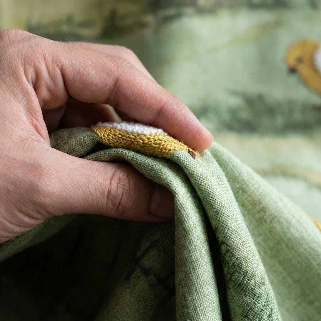 Chick Embroidered Linen Nursery Curtains, Farmhouse Style — image 9