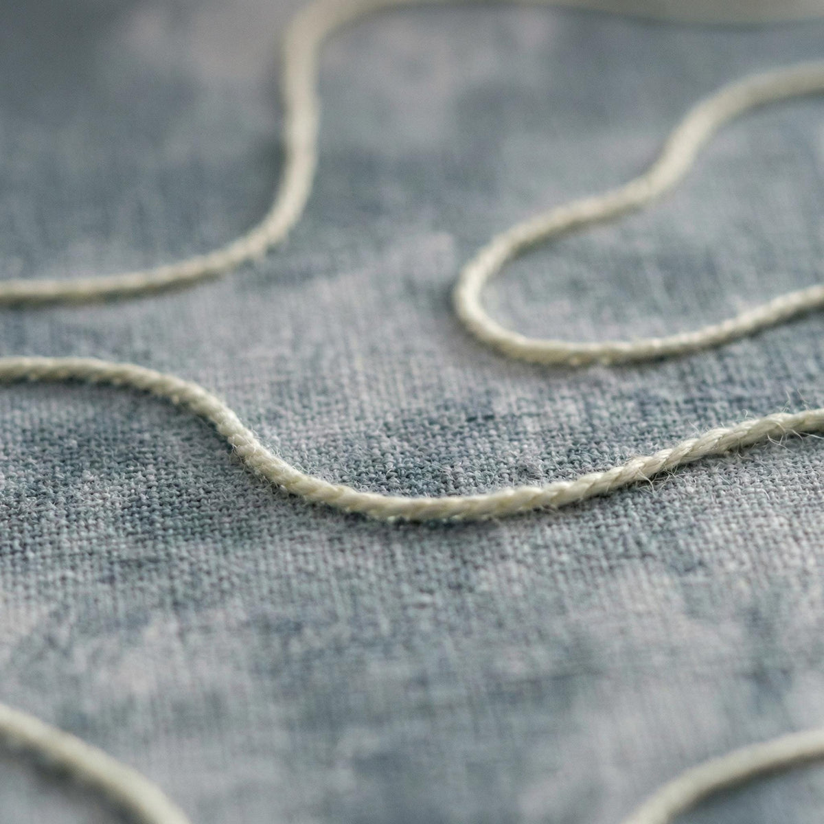 Denim Blue Linen Curtains, Abstract Squiggle Embroidery, Nursery Blackout Drapes — image 7