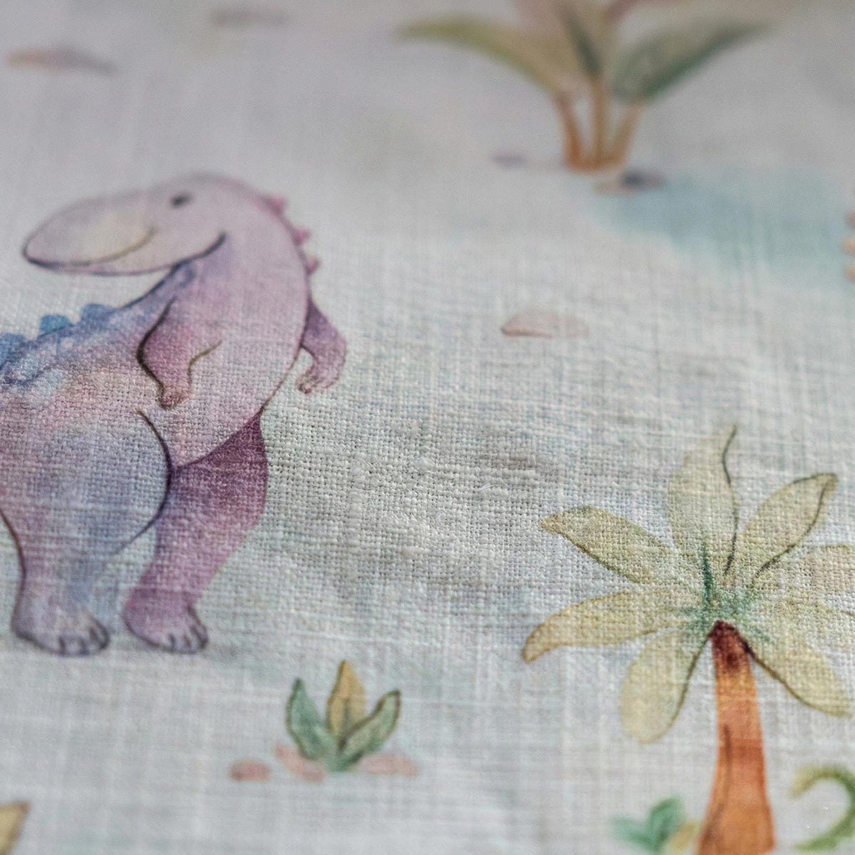 Watercolor Dinosaur Linen Nursery Curtains, Kids Room Drapes — image 8