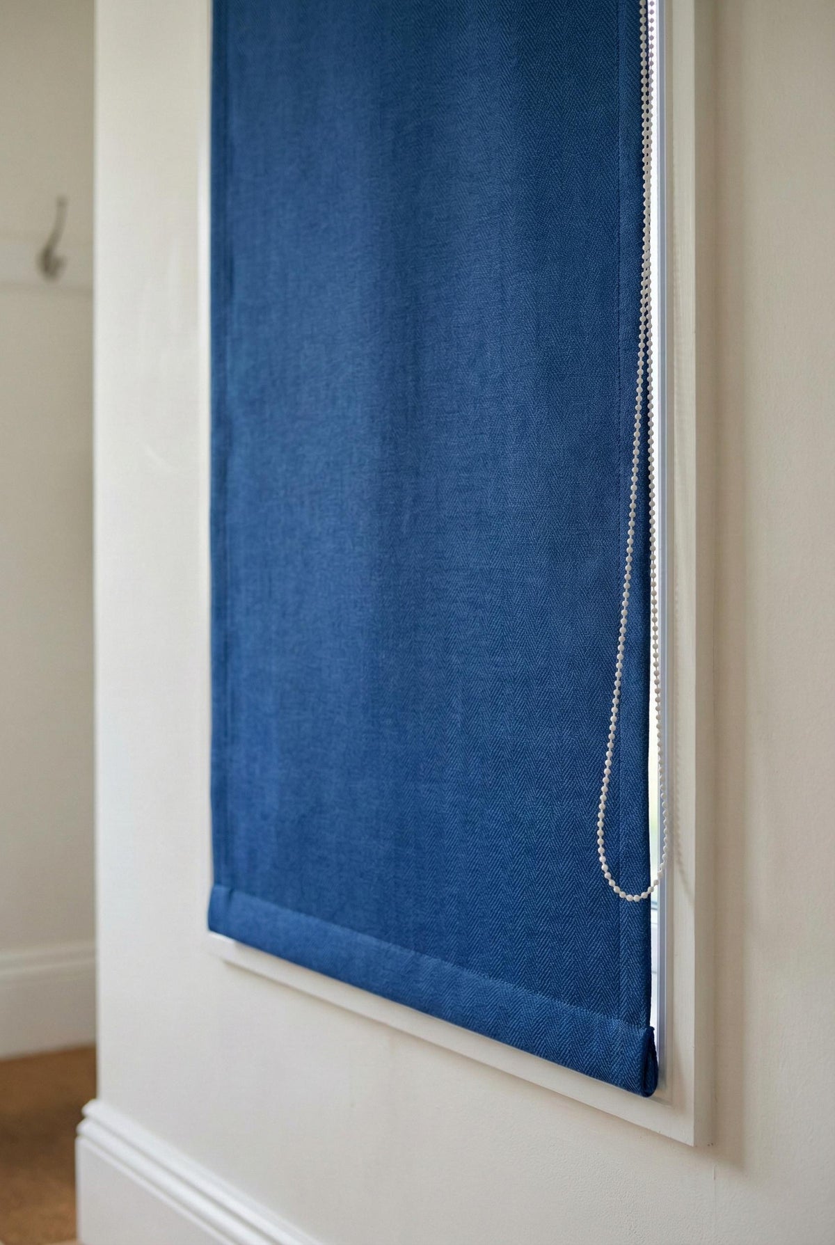 Cobalt Blue Linen Roman Shade, Herringbone Corded Blind, OEKO-TEX — image 7