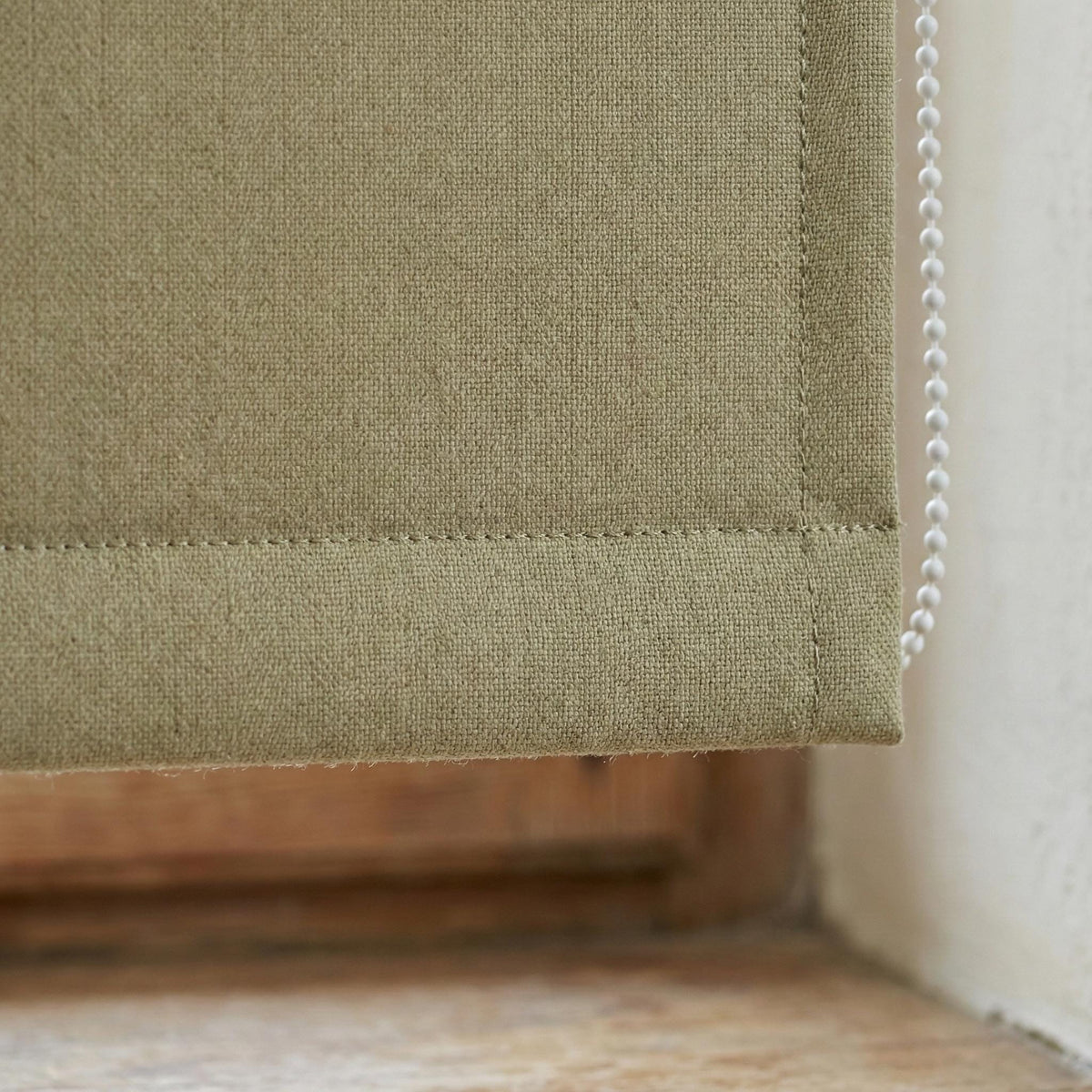 Custom Olive Sage Linen Herringbone Roman Shade, Blackout Option — image 8