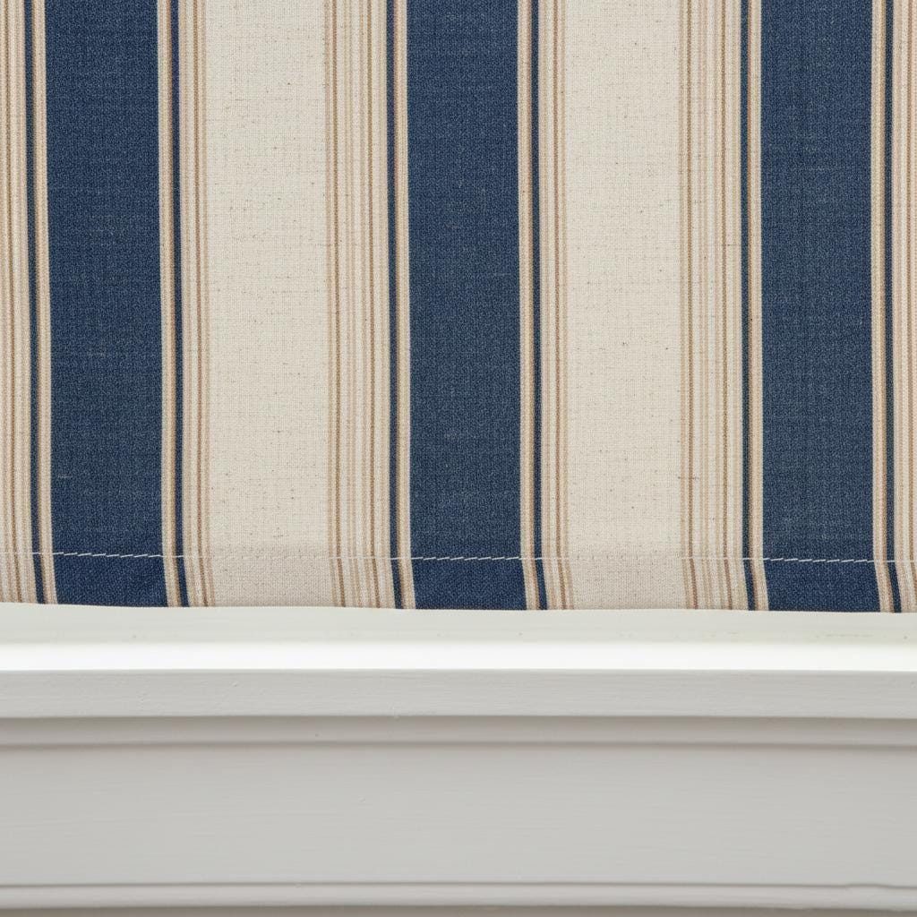 Roman Shade: Navy Farmhouse Stripe Linen (Custom Fit, Light-Filtering or Blackout) — image 8