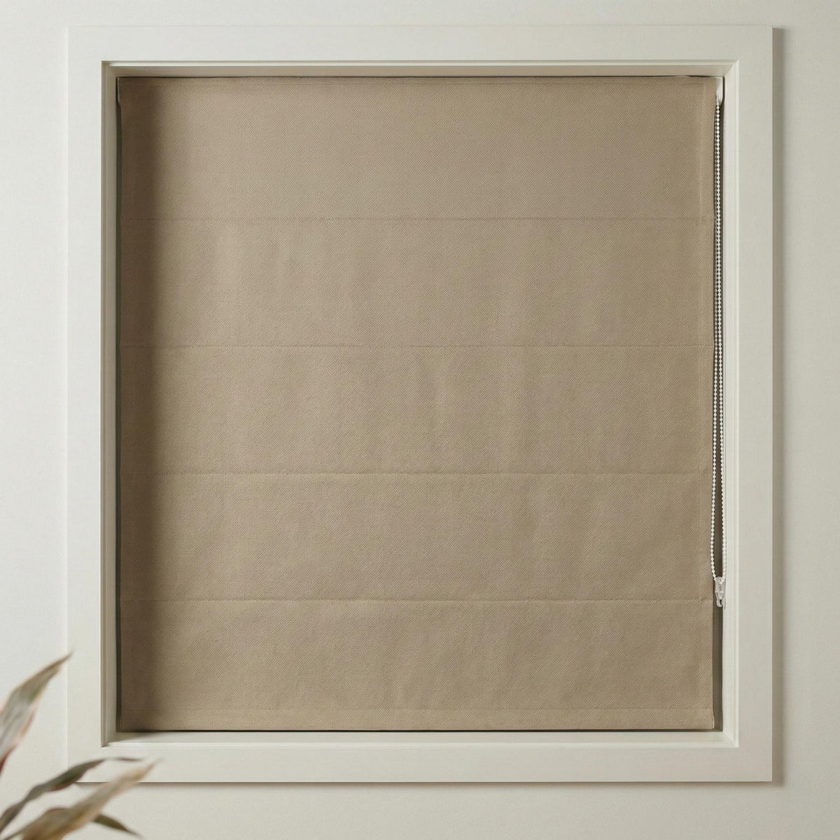 Taupe Herringbone Linen Roman Shade, Custom Corded Window Blind — image 7