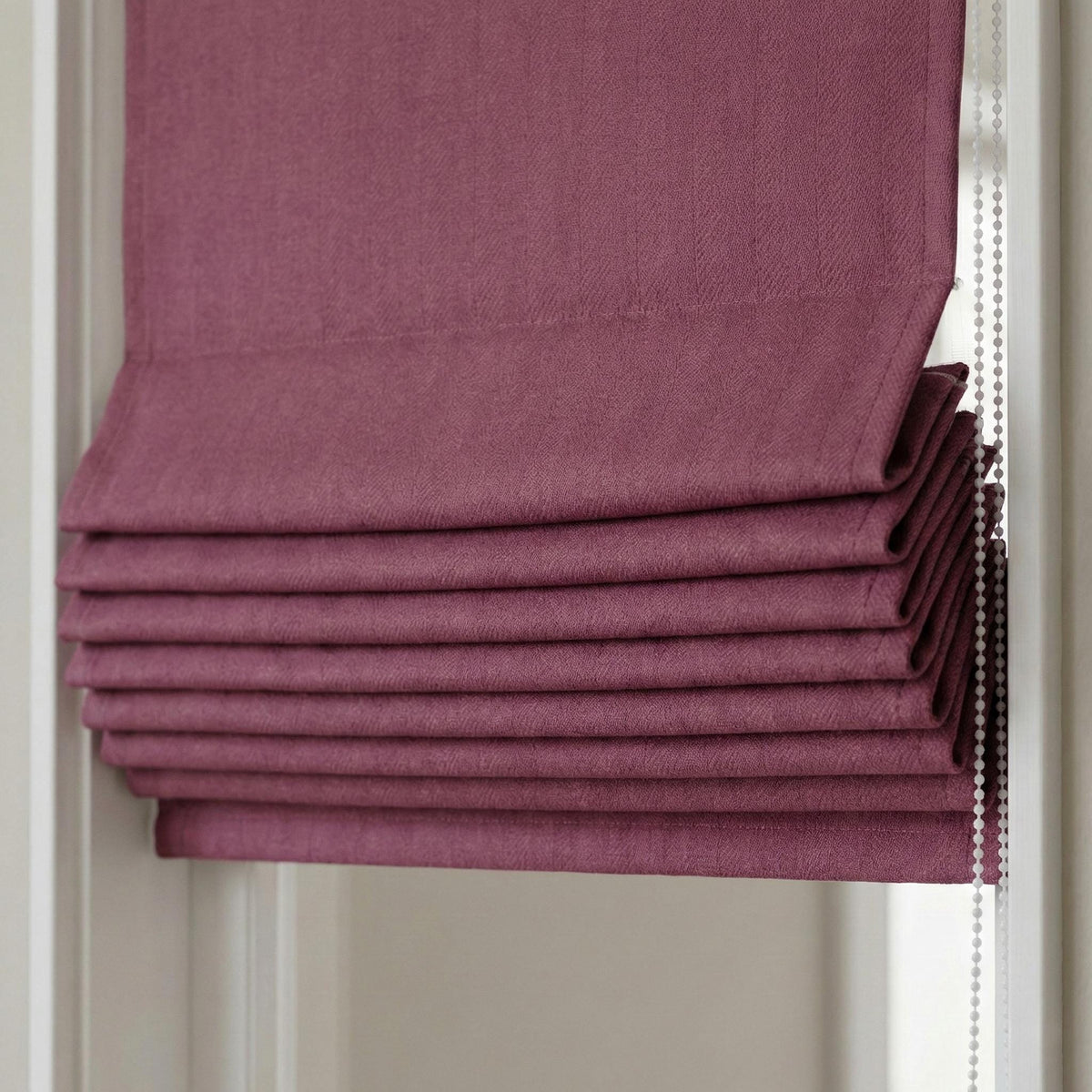 Mauve Plum Linen Roman Shade, Herringbone Window Blind, Custom Made — image 2