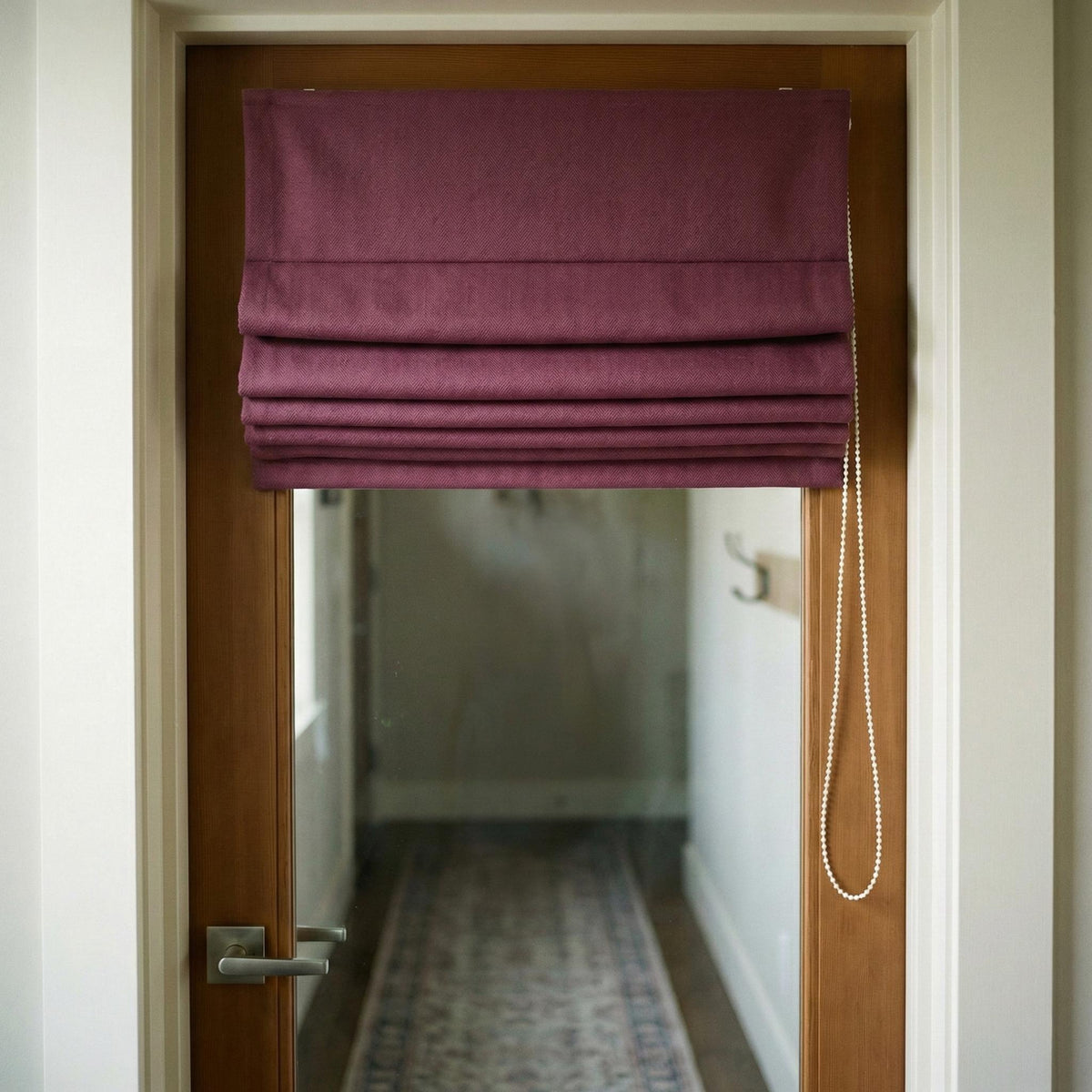 Mauve Plum Linen Roman Shade, Herringbone Window Blind, Custom Made — image 3