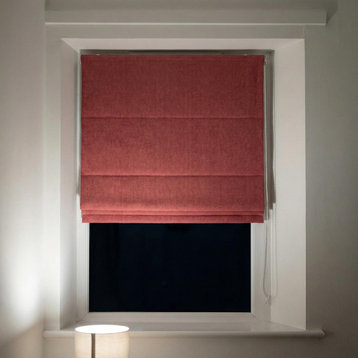 Terracotta Rose Linen Roman Shade, Herringbone Weave, Custom Corded Blind — image 6