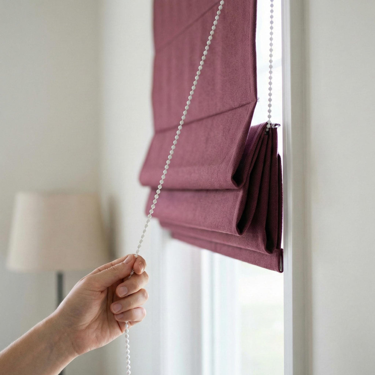 Mauve Plum Linen Roman Shade, Herringbone Window Blind, Custom Made — image 8