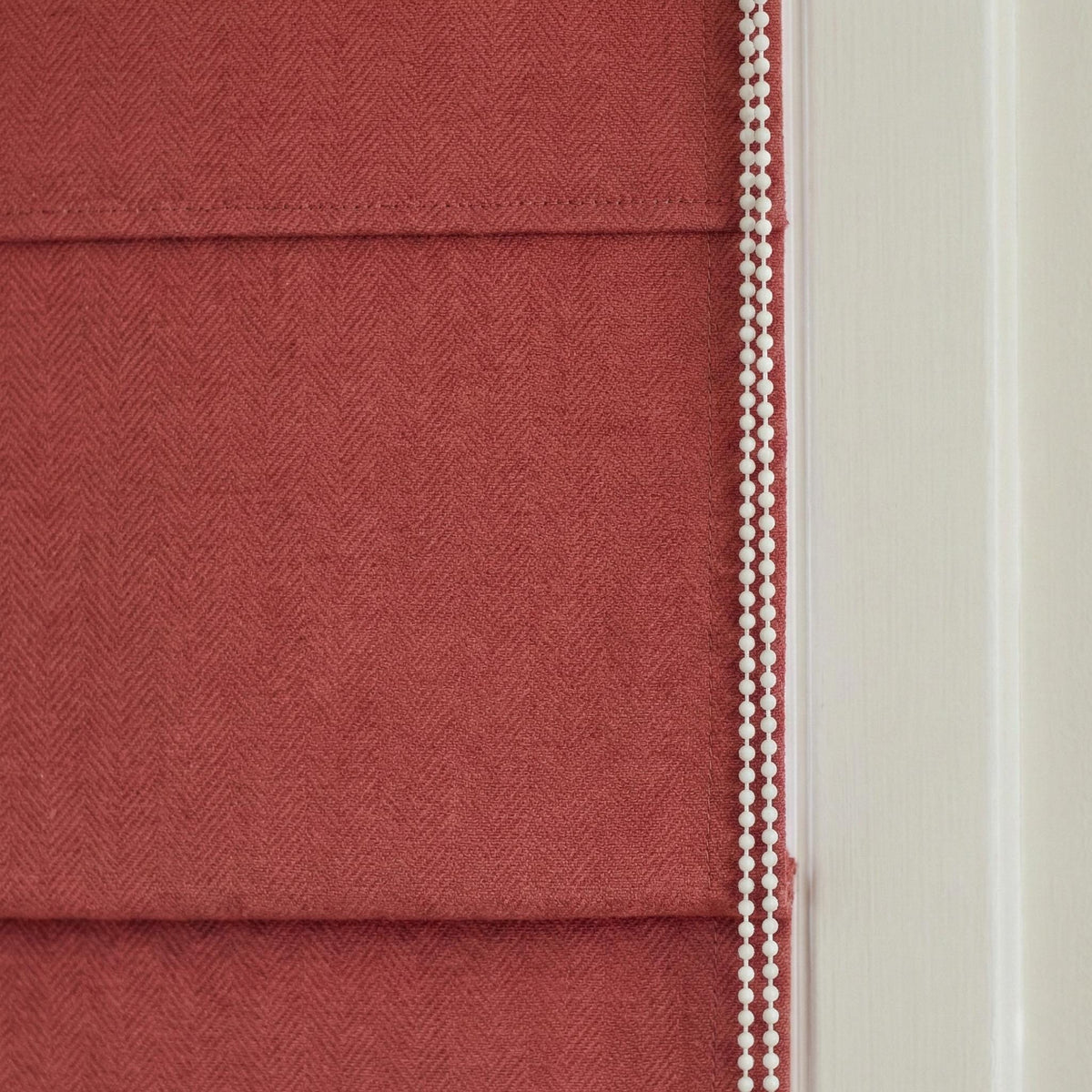 Terracotta Rose Linen Roman Shade, Herringbone Weave, Custom Corded Blind — image 10