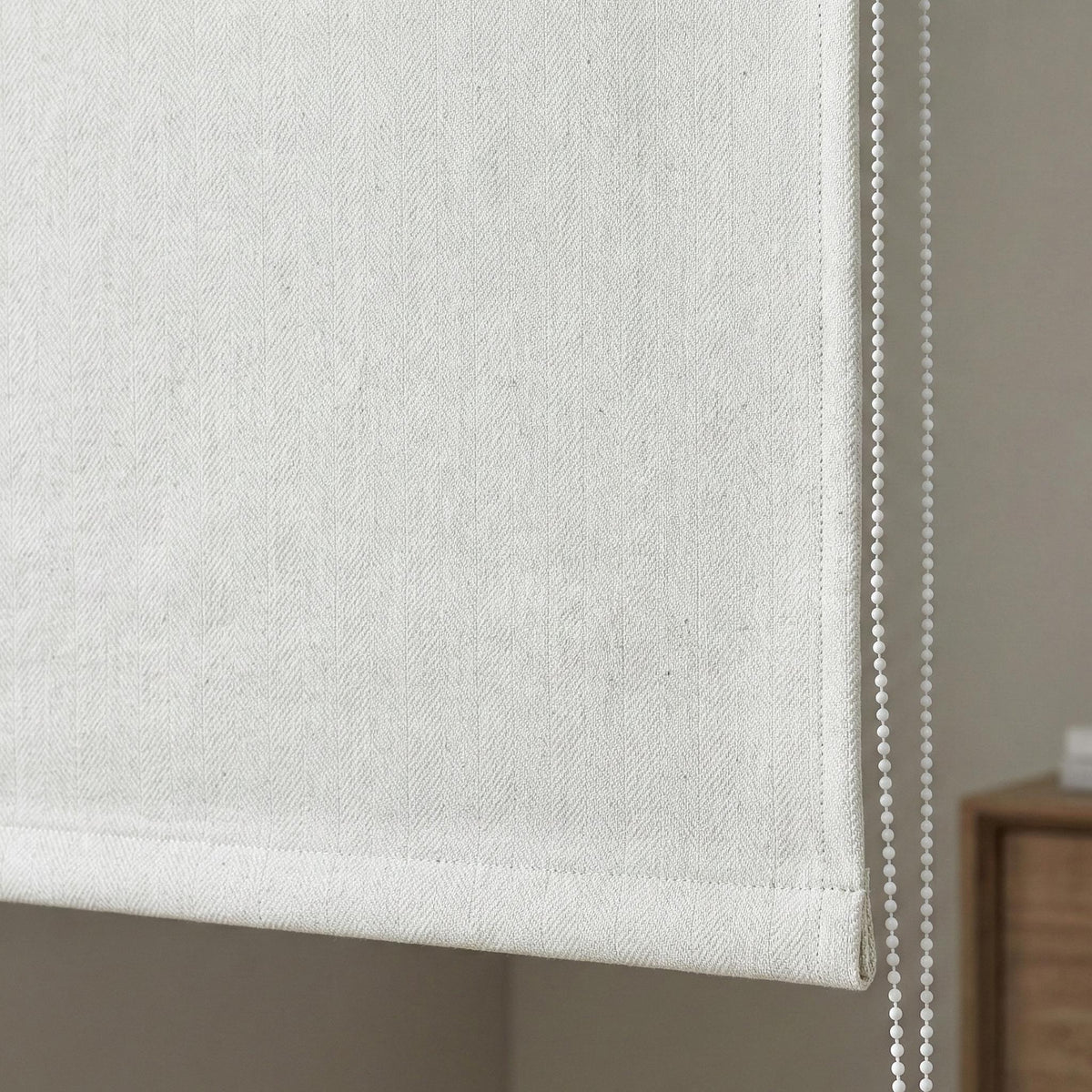 Ivory Herringbone Linen Roman Shade, Custom Corded Window Blind, OEKO-TEX — image 5