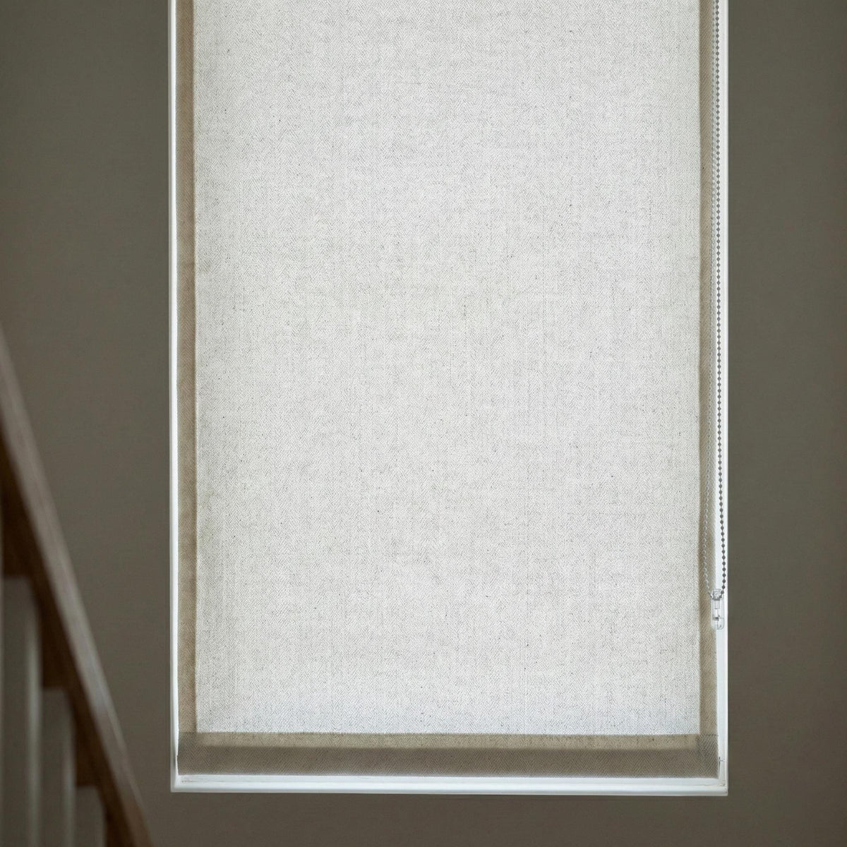 Ivory Herringbone Linen Roman Shade, Custom Corded Window Blind, OEKO-TEX — image 8