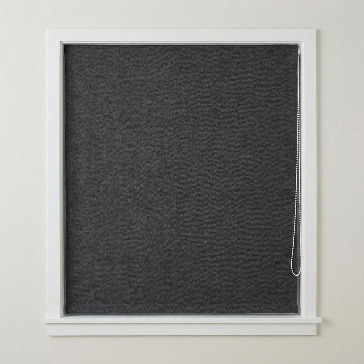 Charcoal Gray Linen Herringbone Roman Shade, Custom Corded Blind, OEKO-TEX — image 8