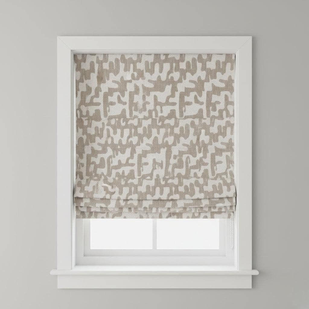 Custom Taupe Linen Roman Shade - Corded, Light-Filtering or Blackout — image 1