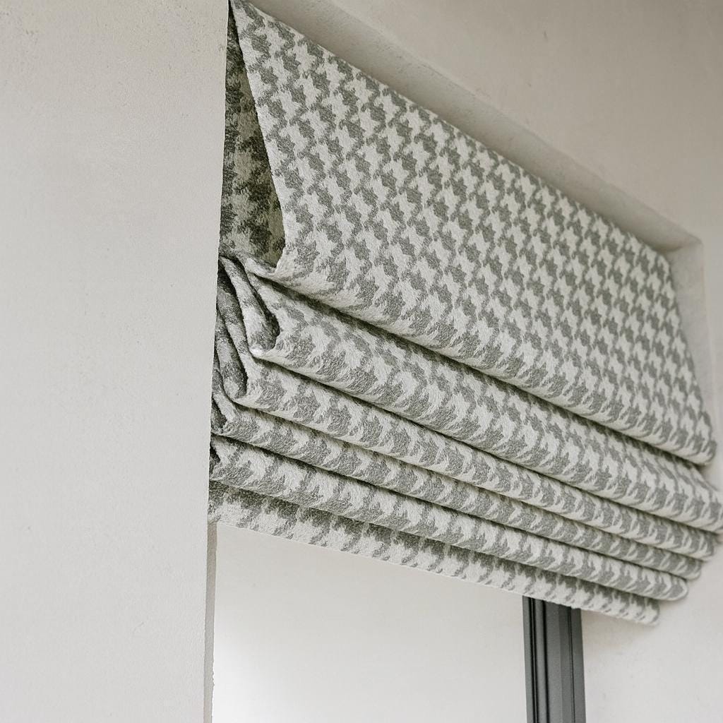 Houndstooth Roman Shade: Organic Cotton, Custom Corded Blind — image 4
